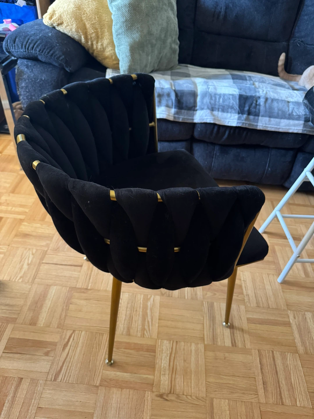 2 Black Accent Chair with Gold Legs