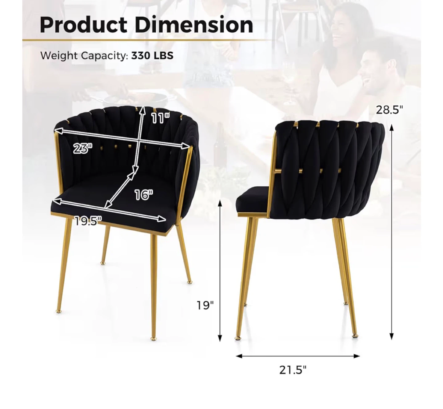 2 Black Accent Chair with Gold Legs - photo 5