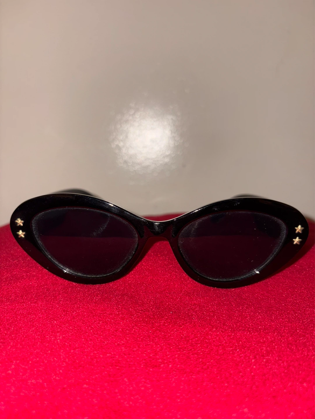 Black Cat-Eye Sunglasses with Gold Stars
