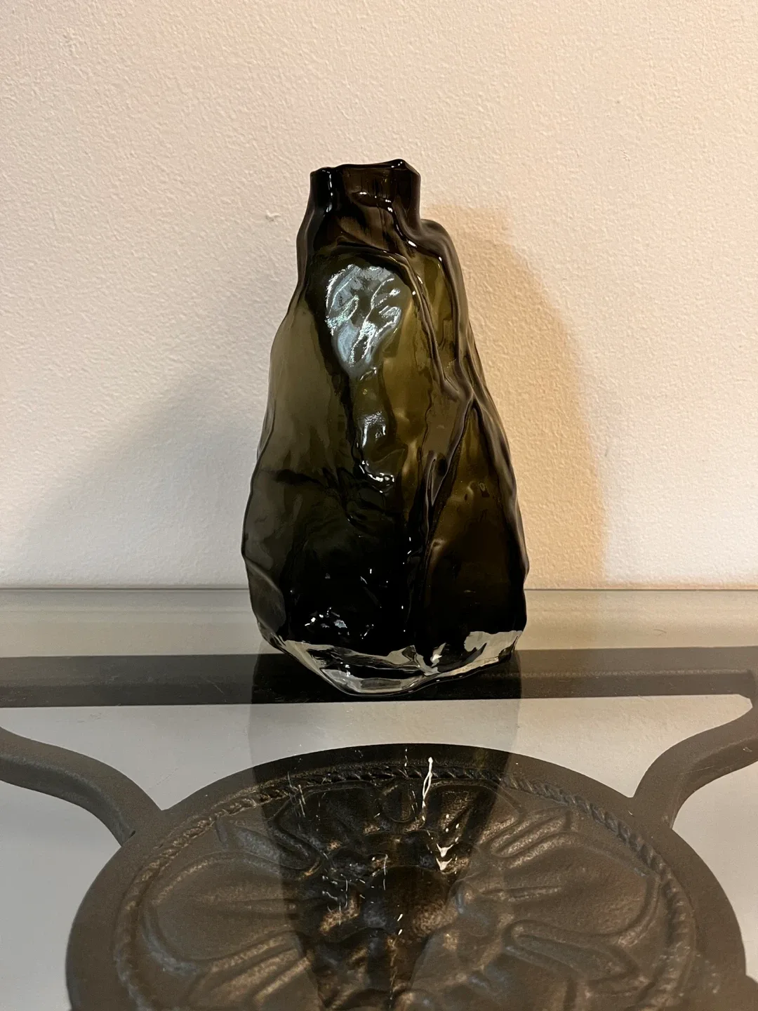 Unique Dark Green Textured Glass Vase - photo 3