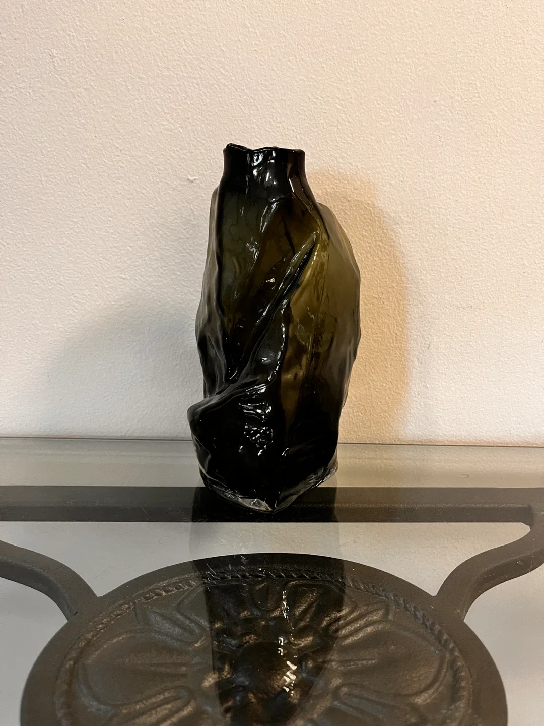 Unique Dark Green Textured Glass Vase - photo 2