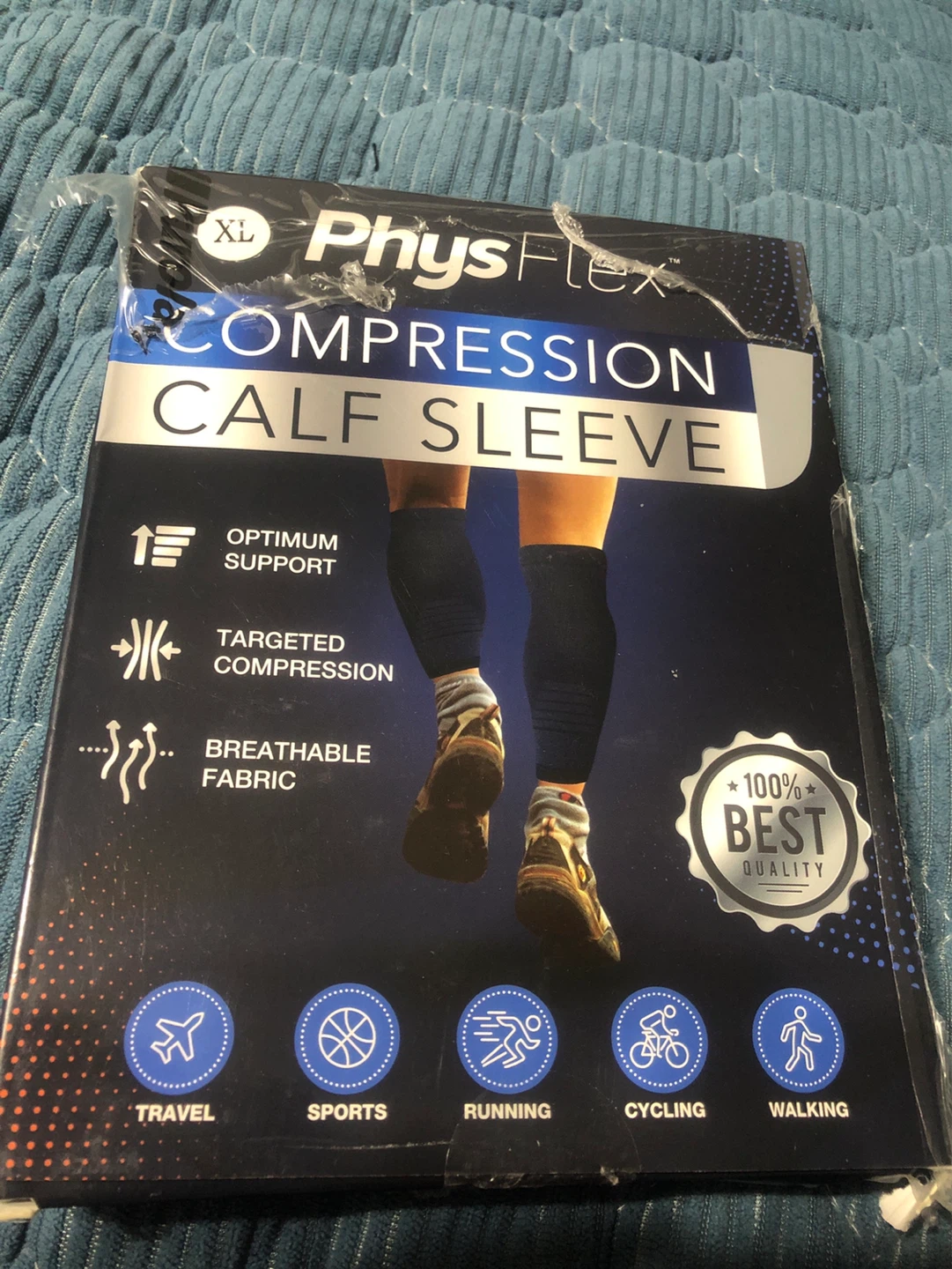 New-PhysiFlex Compression Calf Sleeve XL Black