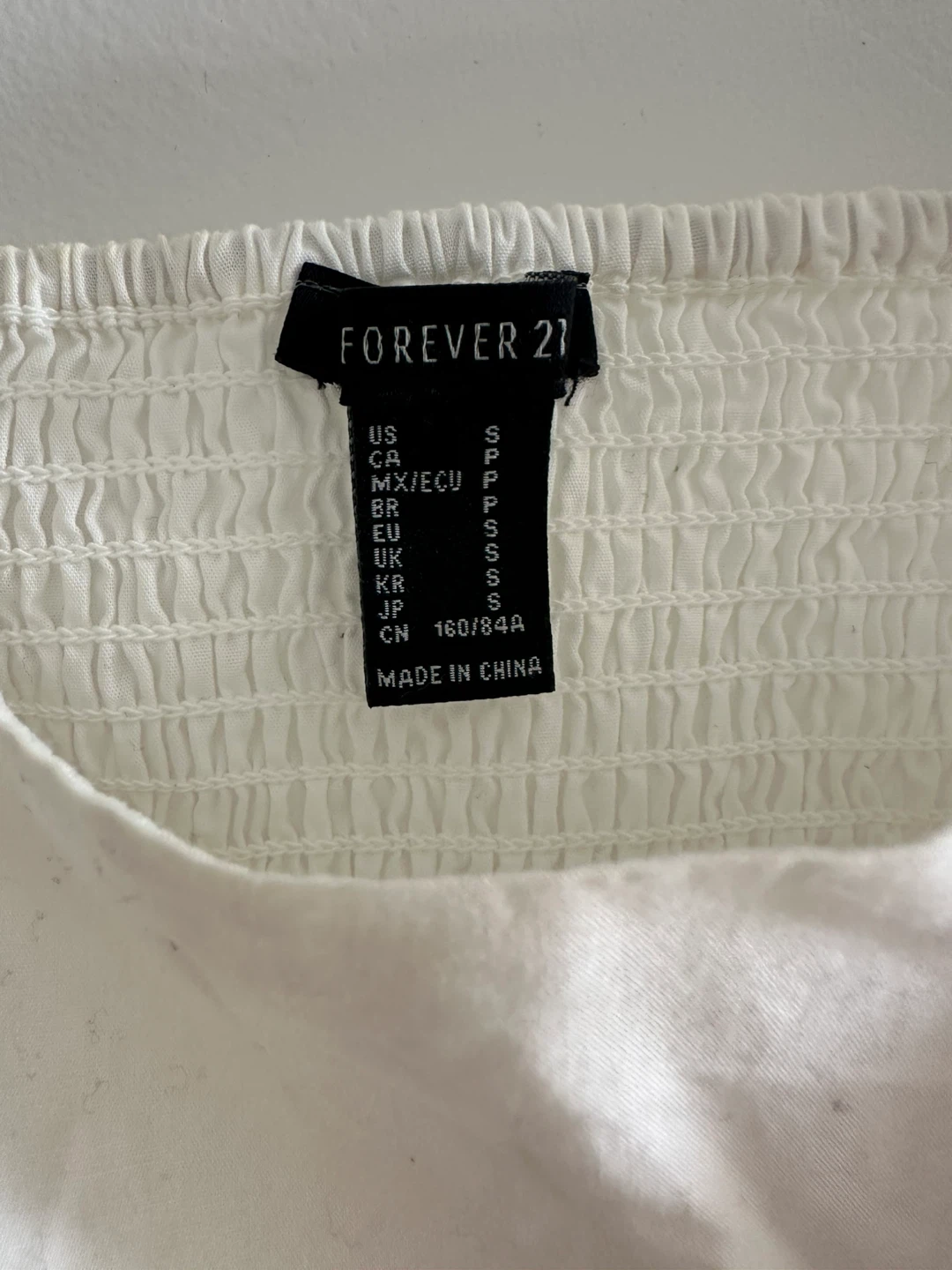 Forever 21 White Smocked Puff Sleeve Crop Top - Size S - photo 2