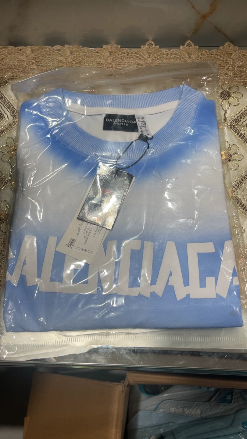 Balenciaga Paris Blue Tie-Dye Logo T-Shirt - photo 5