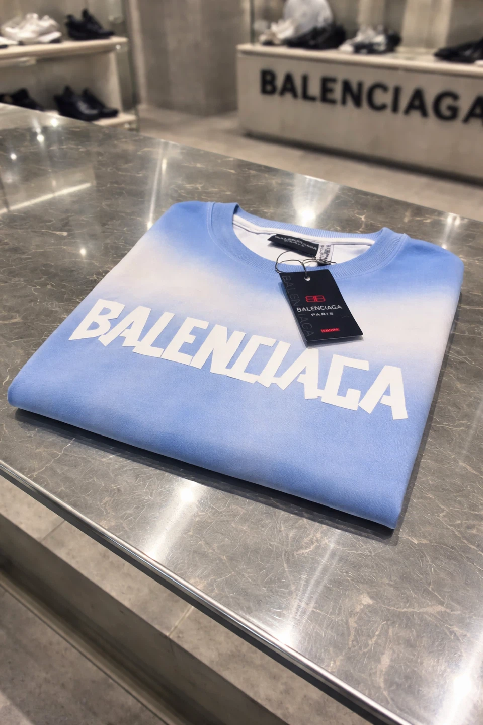 Balenciaga Paris Blue Tie-Dye Logo T-Shirt - photo 2