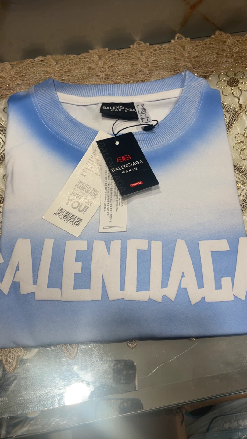Balenciaga Paris Blue Tie-Dye Logo T-Shirt - photo 4