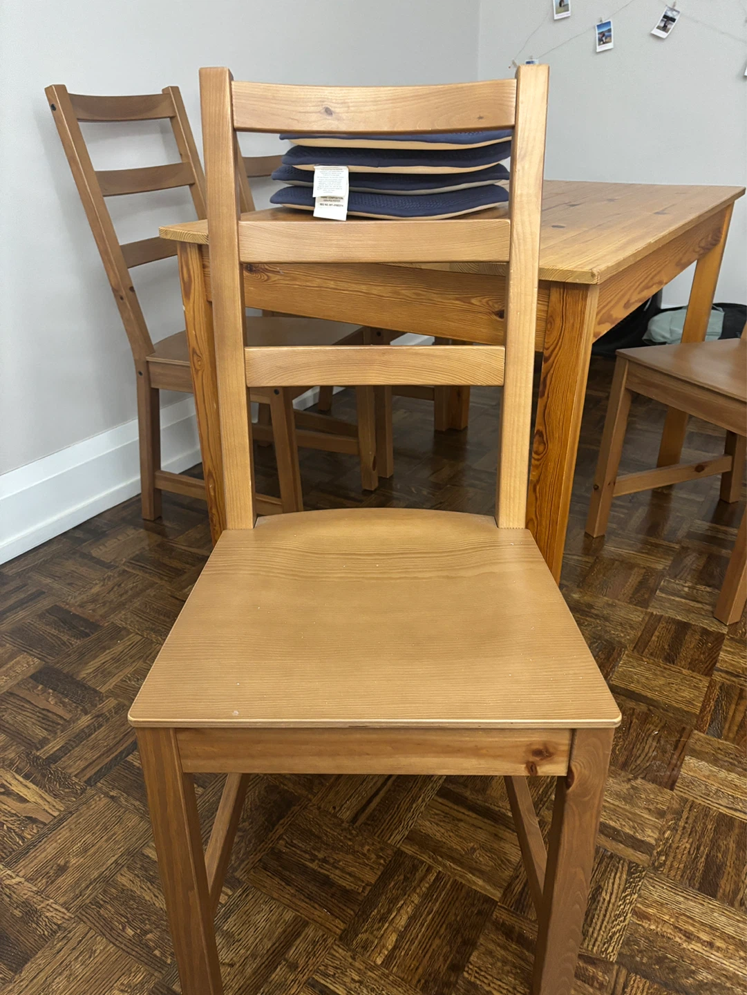 IKEA Wooden Dining Table Set with 4 Chairs and Cushions - photo 2