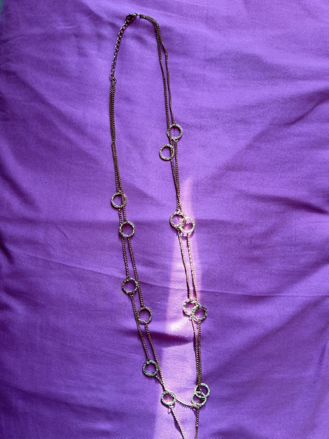 Gold tone layered necklace with circles - photo 2
