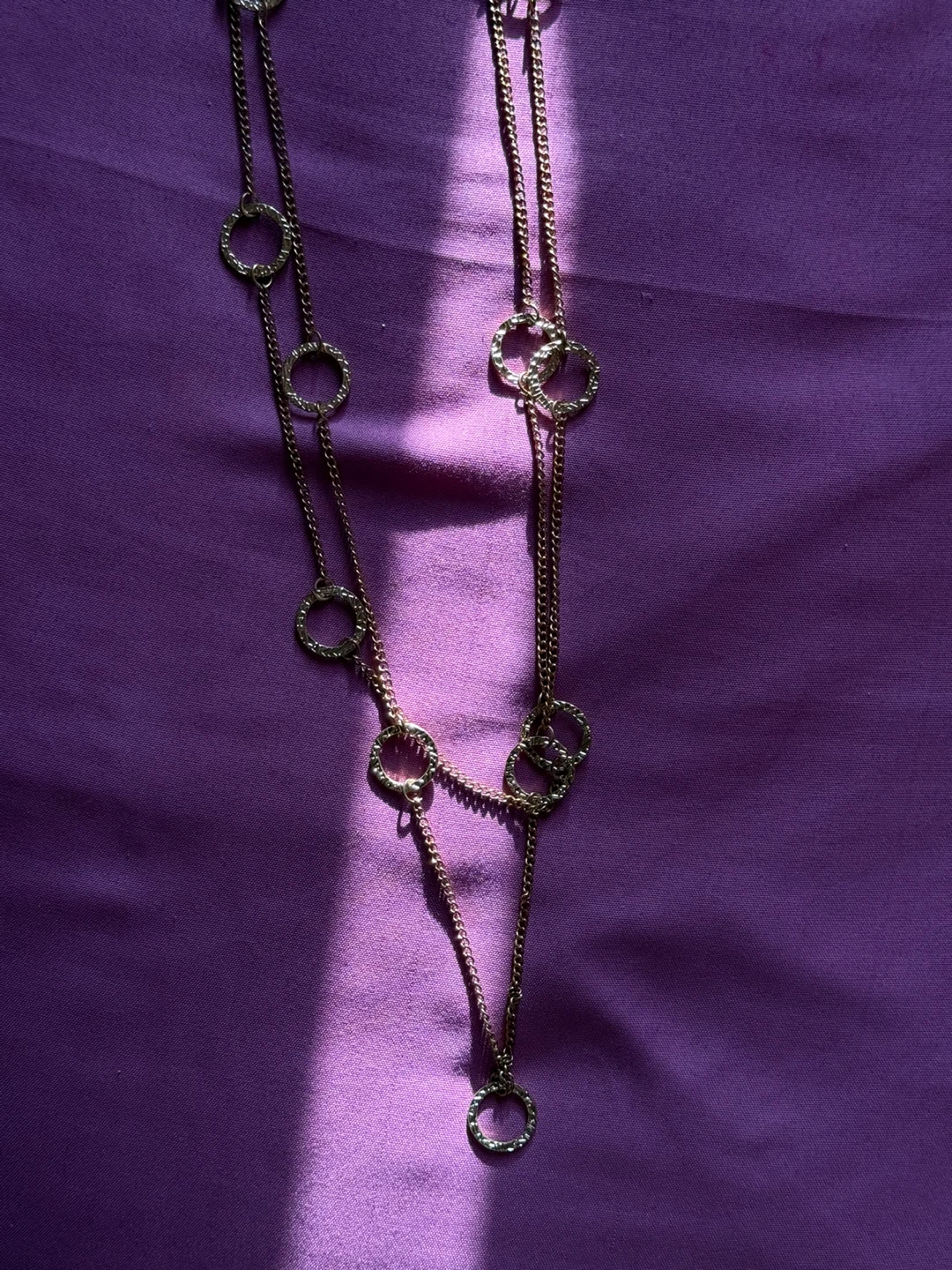 Gold tone layered necklace with circles - photo 4