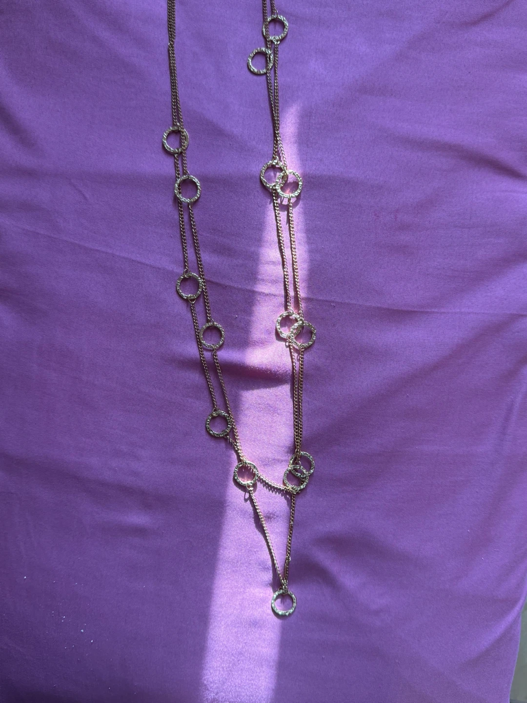 Gold tone layered necklace with circles - photo 3