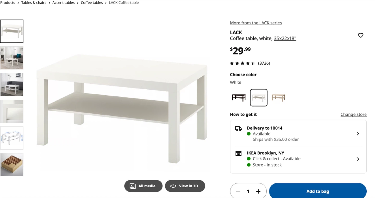IKEA LACK Coffee Table - White