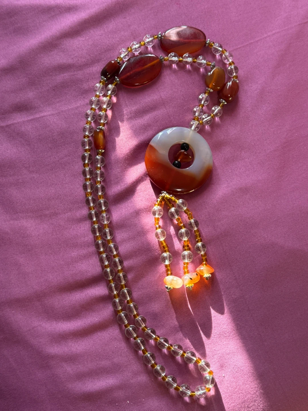 Beaded Necklace with Agate Pendant - photo 5