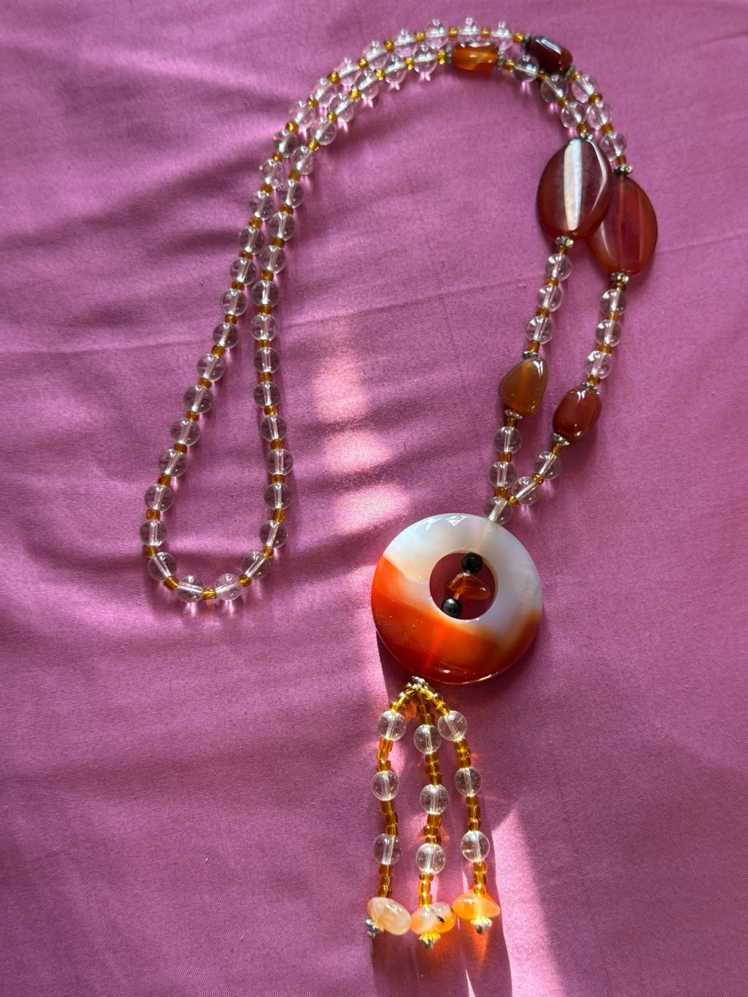 Beaded Necklace with Agate Pendant - photo 4