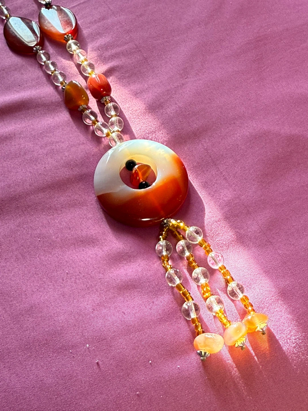 Beaded Necklace with Agate Pendant - photo 2
