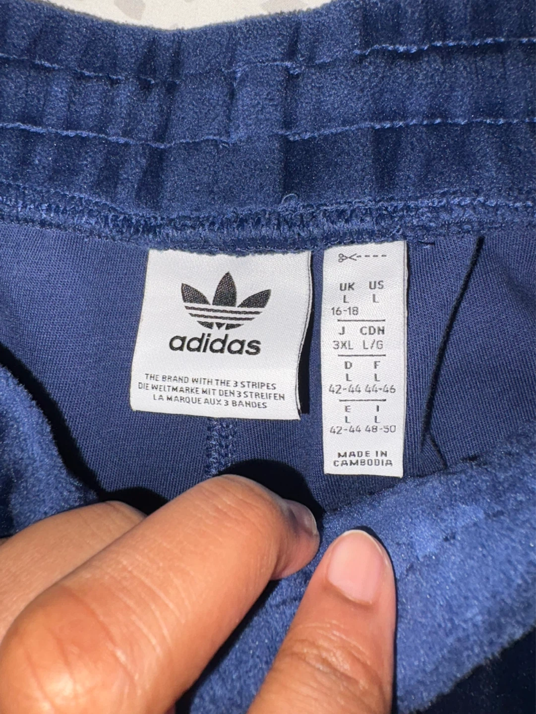 Adidas Velour Track Pants Navy Blue Size L/G - photo 3