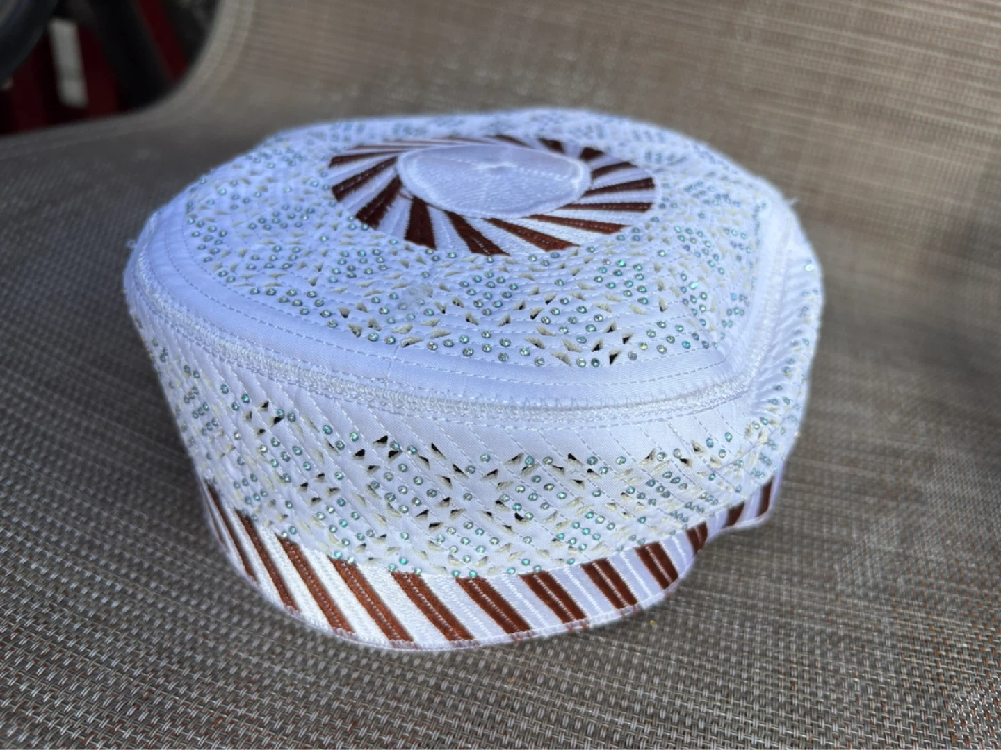 White Embroidered Cap