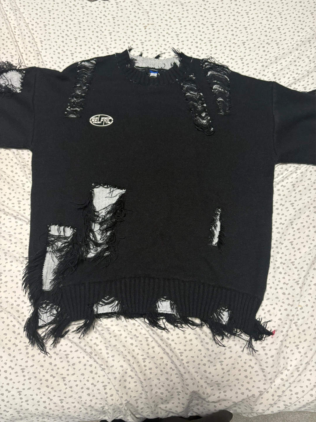 Aelfric Eden Black Distressed Sweater - Size S