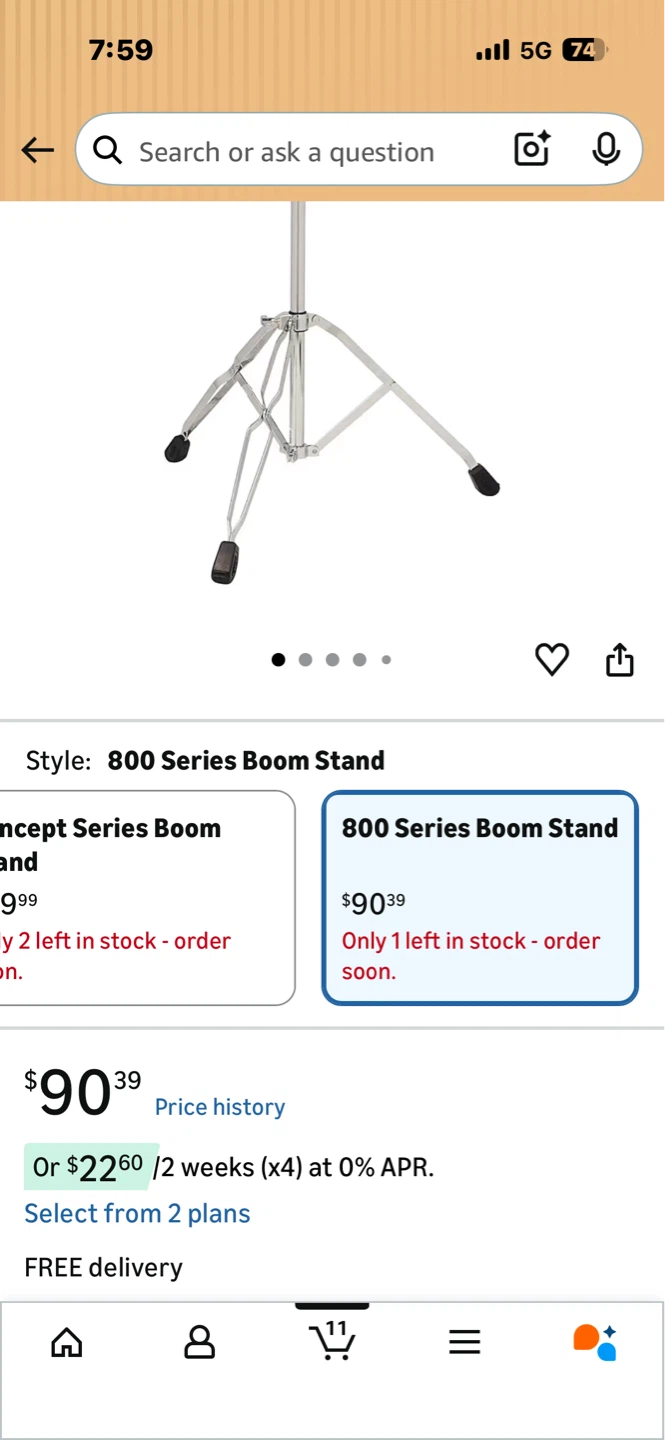 PDP 800 Series Boom Cymbal Stands (2) - Chrome - photo 4