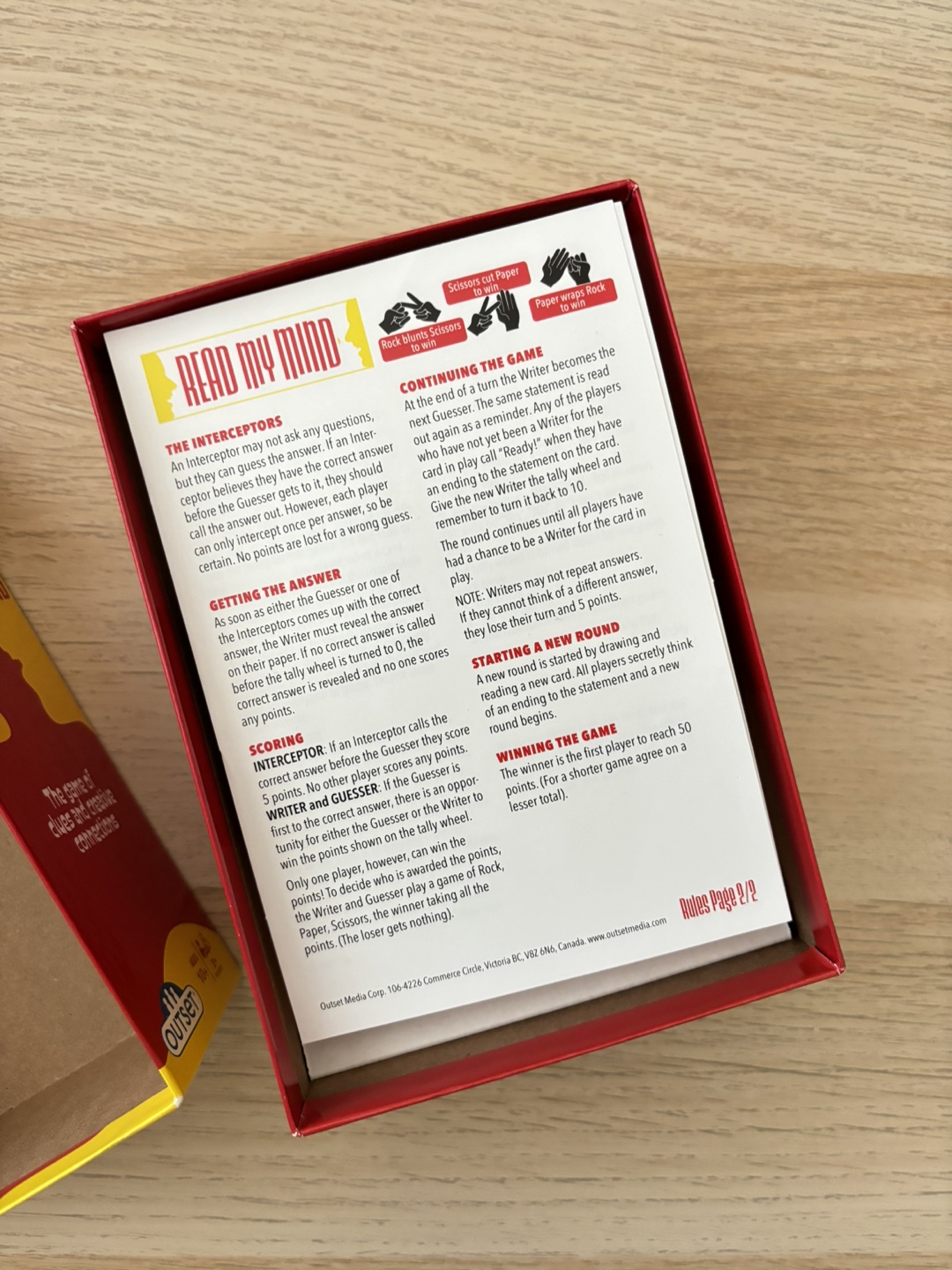 Outset Read My Mind Card Game - photo 2