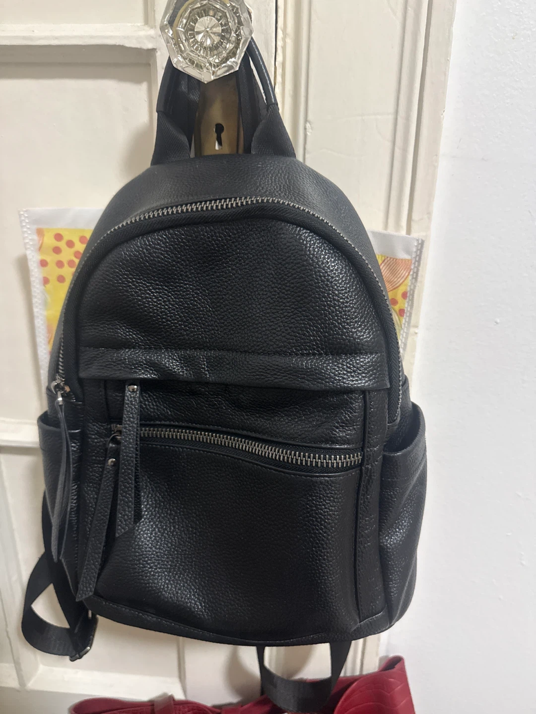 COOLGY Black Faux Leather Mini Backpack - photo 2