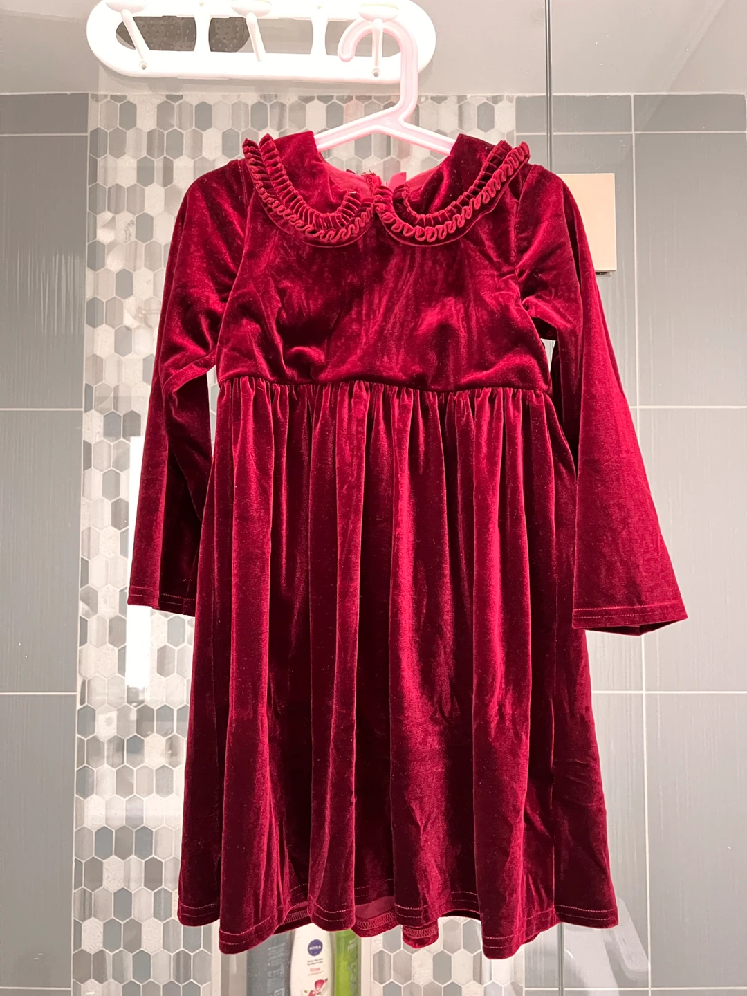 Girls Red Velvet Dress