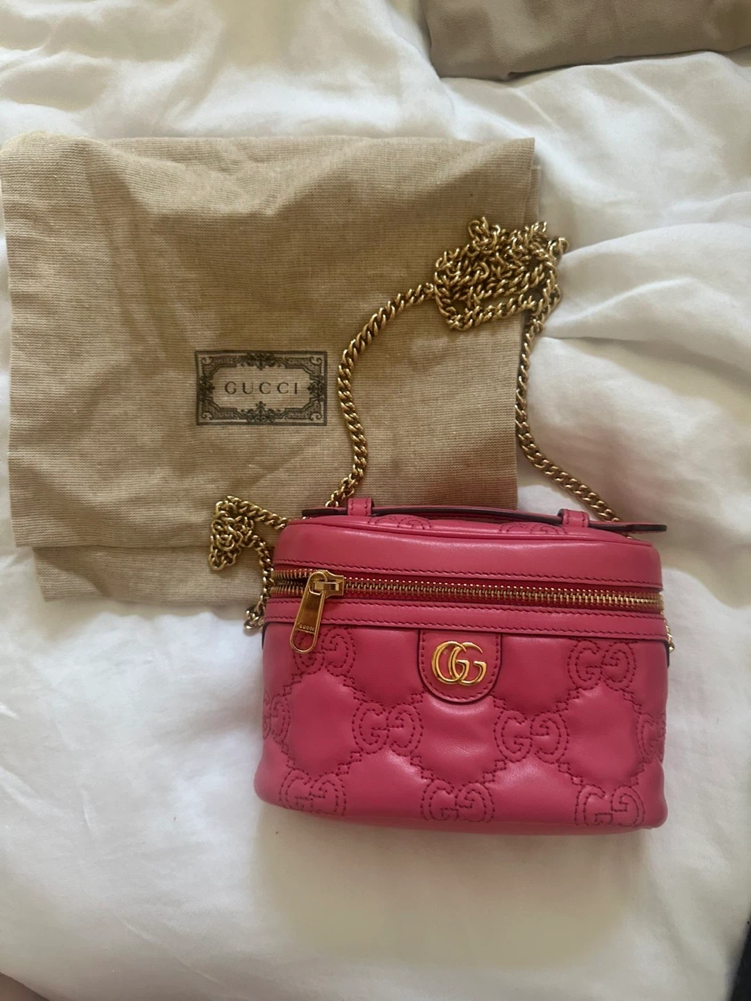Gucci Pink Leather Marmont Vanity Case