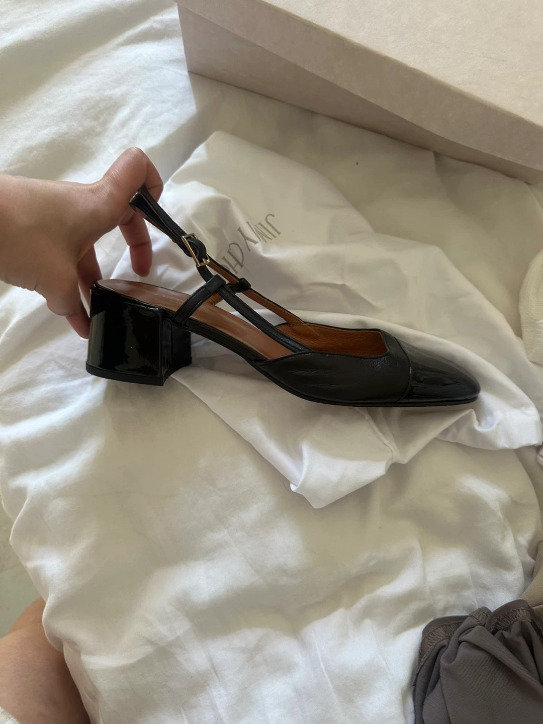 JONAK Paris Black Leather Slingback Block Heels - photo 2