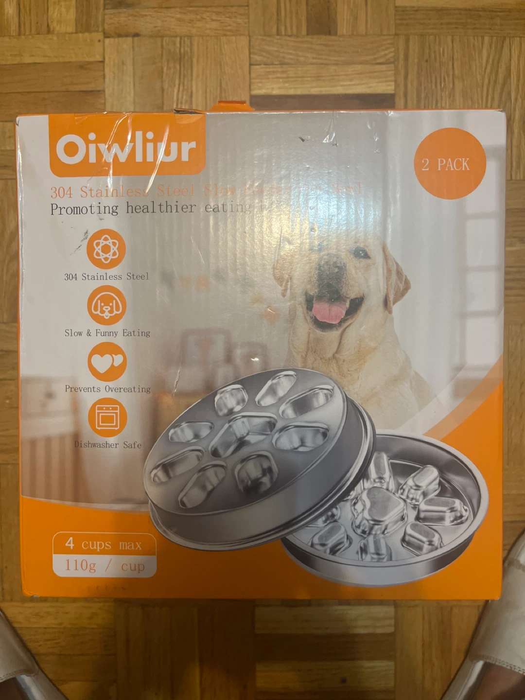 Oiwlipr 2 Pack Slow Feeder Dog Bowls