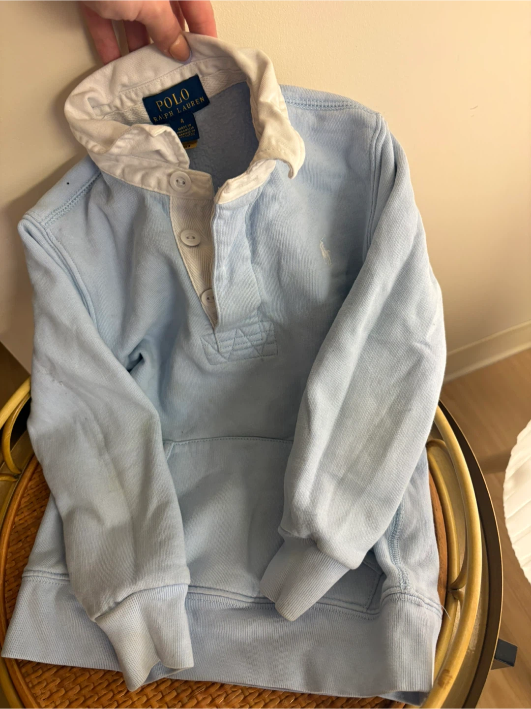 Polo Ralph Lauren Baby Blue Rugby Shirt Size 4