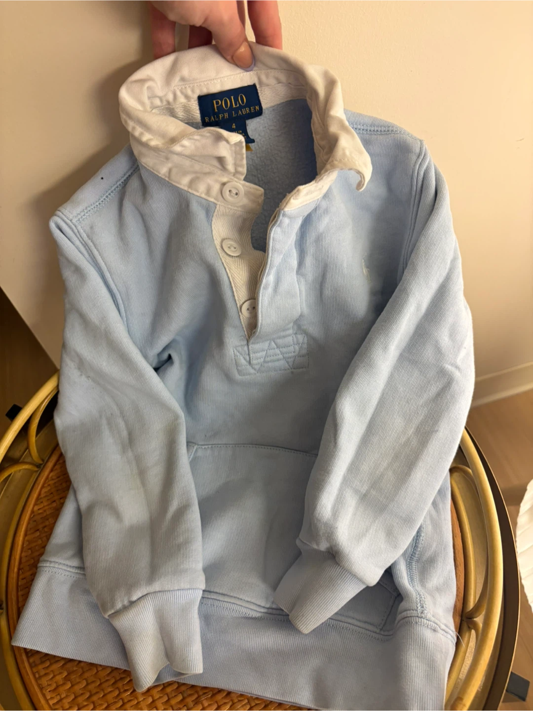 Polo Ralph Lauren Baby Blue Rugby Shirt Size 4 - photo 2