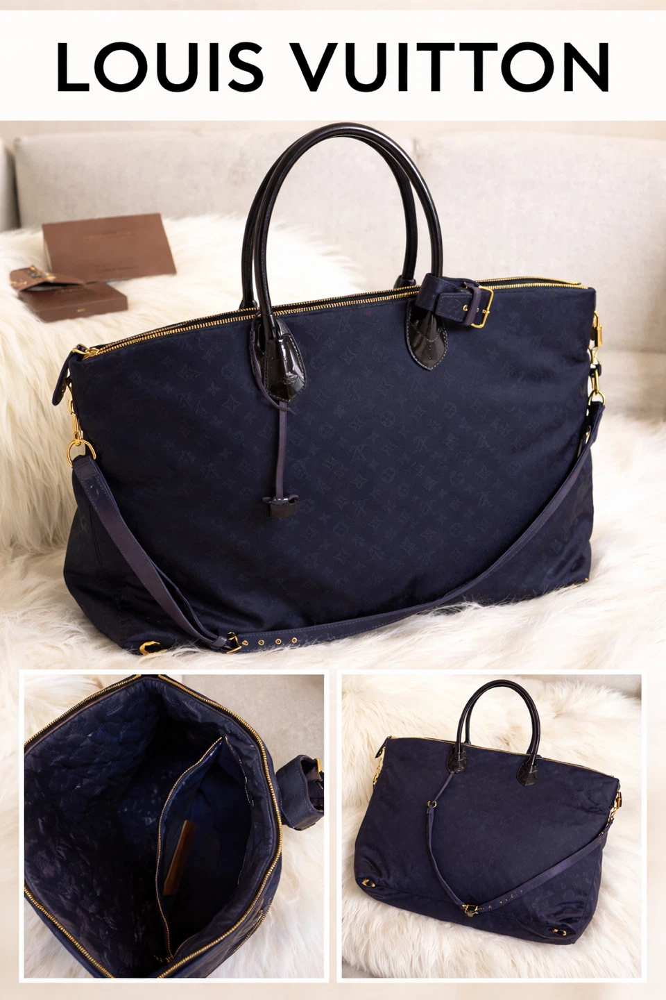 Louis Vuitton "Delfine" Navy Monogram Tote Bag