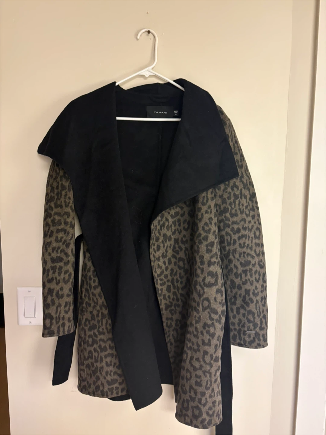Tahari Leopard Print Wrap Coat - Size M