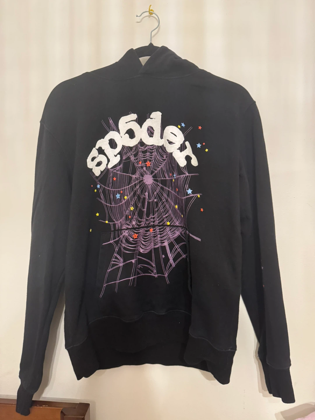 Sp5der Black Hoodie and Sweatpants Set