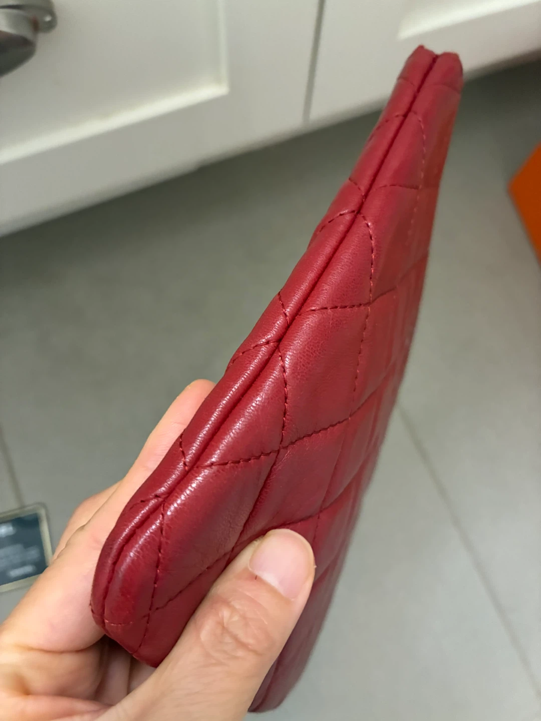 Chanel Red Quilted Leather Pouch - photo 4