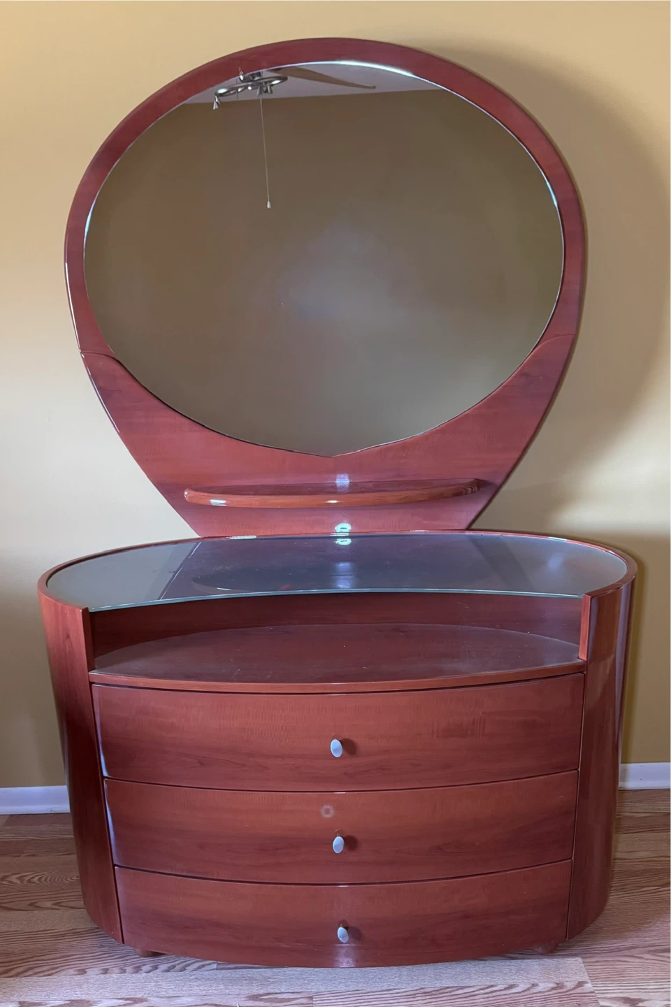 Contemporary Cherry Wood Dresser with Mirror - photo 2