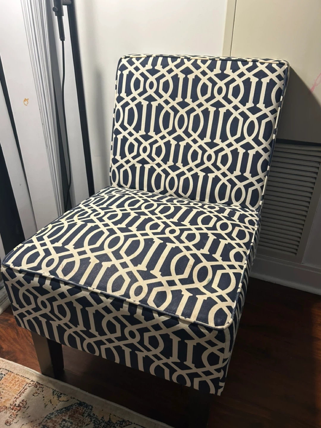 Accent Chair with Navy and White Geometric Pattern - photo 2
