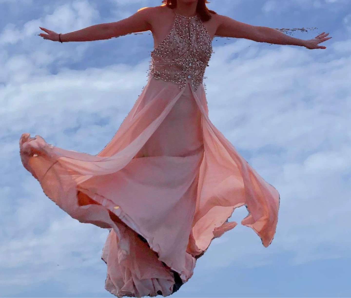 Pink Beaded Halter Gown