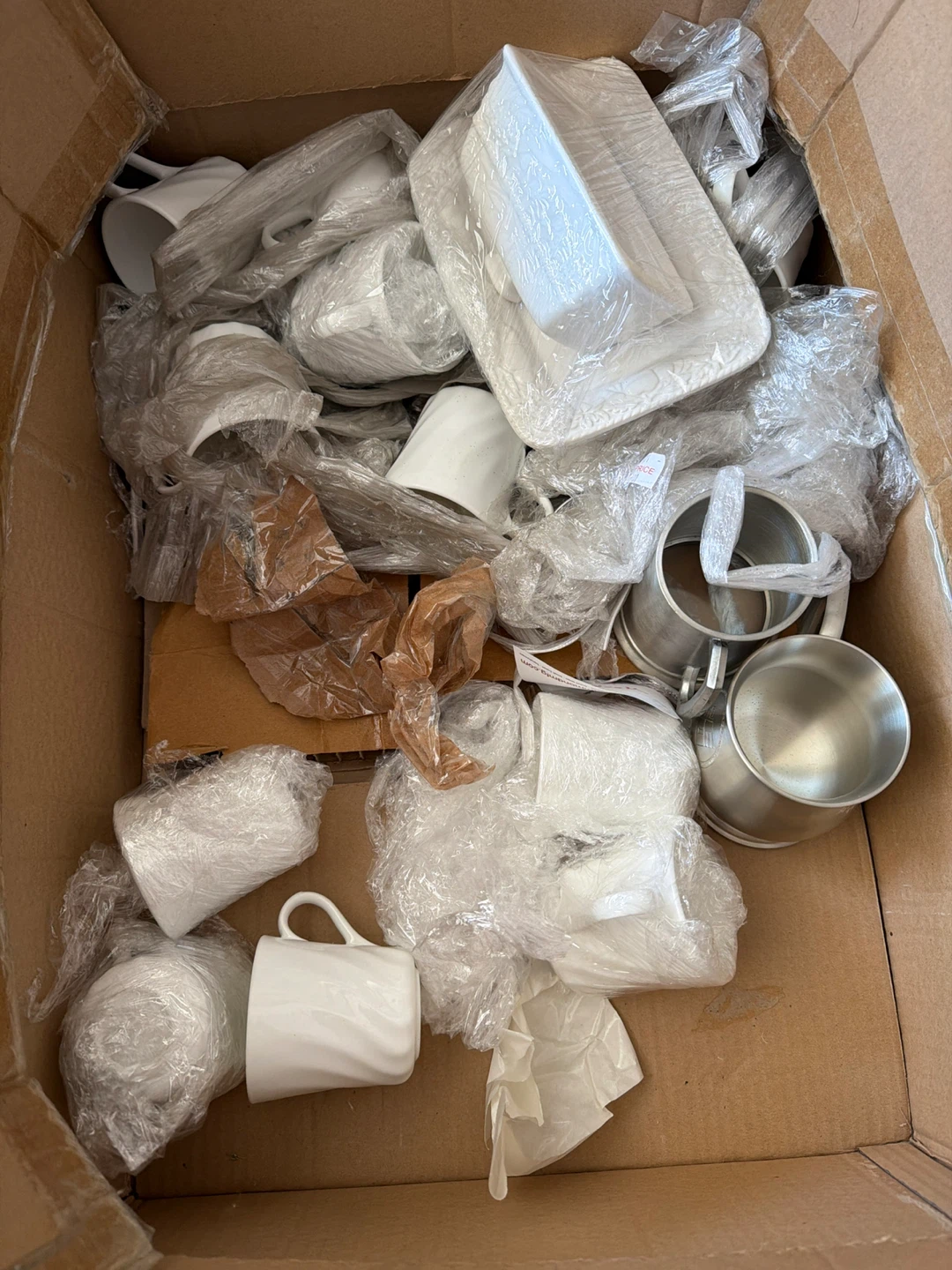 White Ceramic Mugs and Dish Set