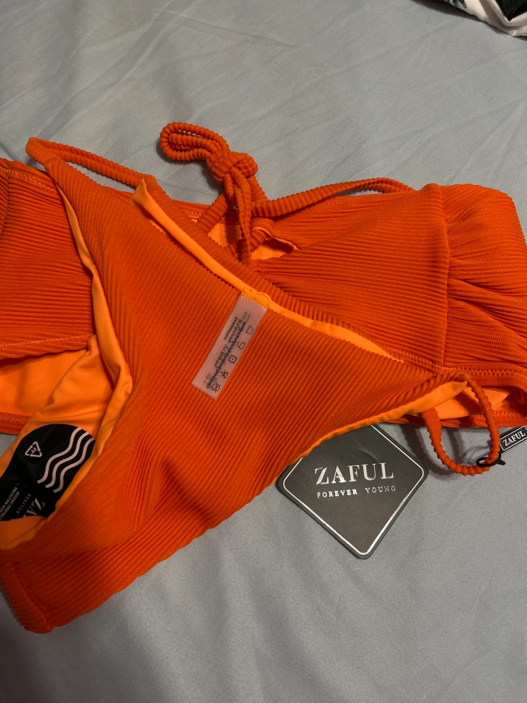 Zaful Orange Ribbed Bikini Set - photo 4