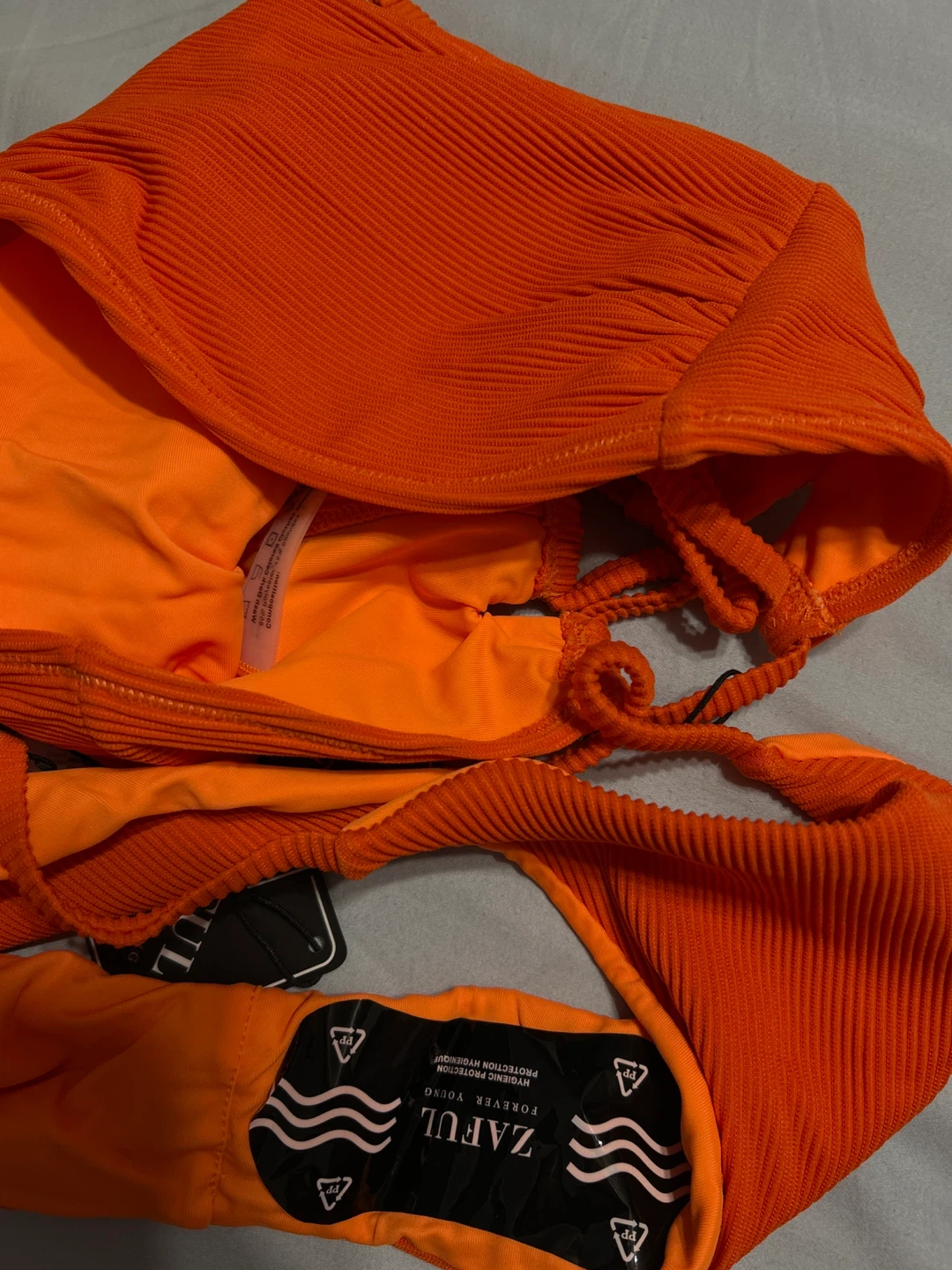 Zaful Orange Ribbed Bikini Set - photo 3