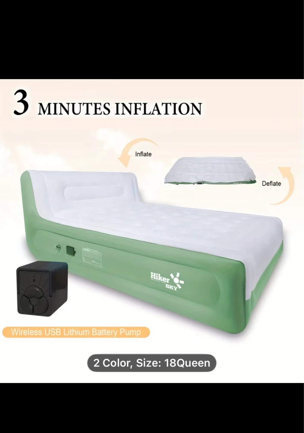 Hiker Sky 18" Queen Air Mattress with Headboard - photo 4
