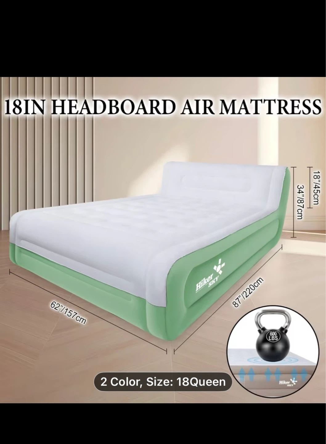 Hiker Sky 18" Queen Air Mattress with Headboard - photo 3