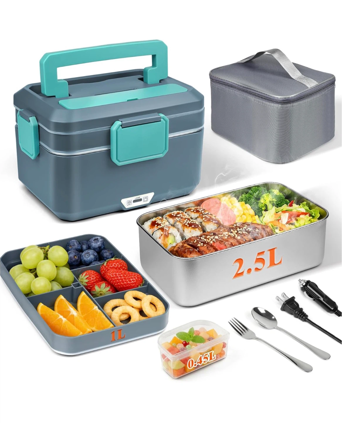 Electric Heated Lunch Box 3.5L – 12V/24V/110V Food Warmer