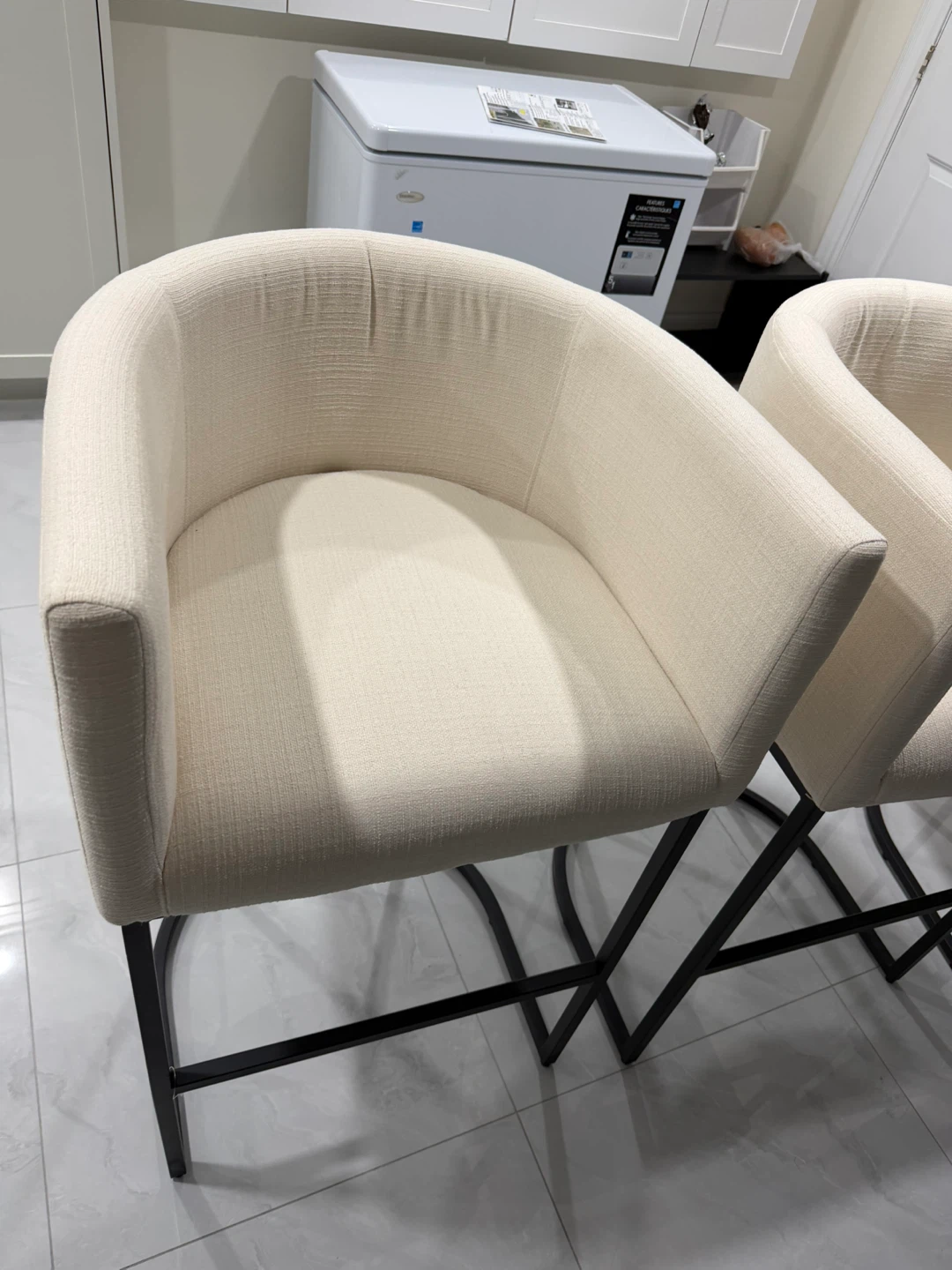 3 Cream Upholstered Bar Stools - High chairs (set) - photo 2