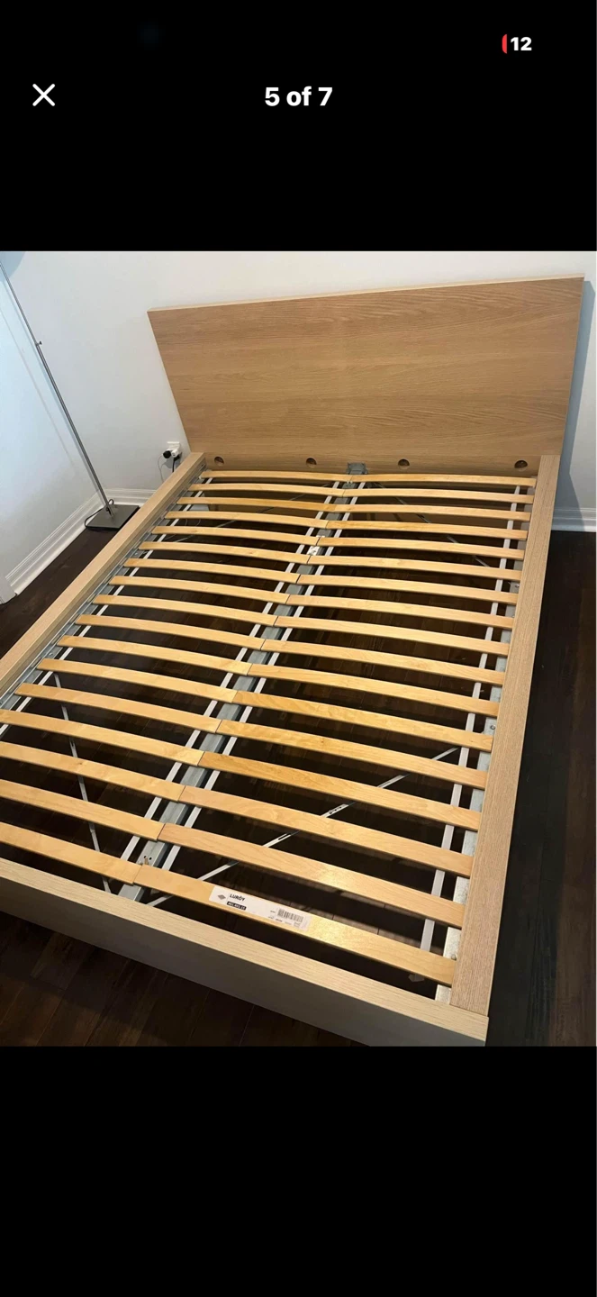 IKEA Queen Bed Frame with Headboard - Light Wood