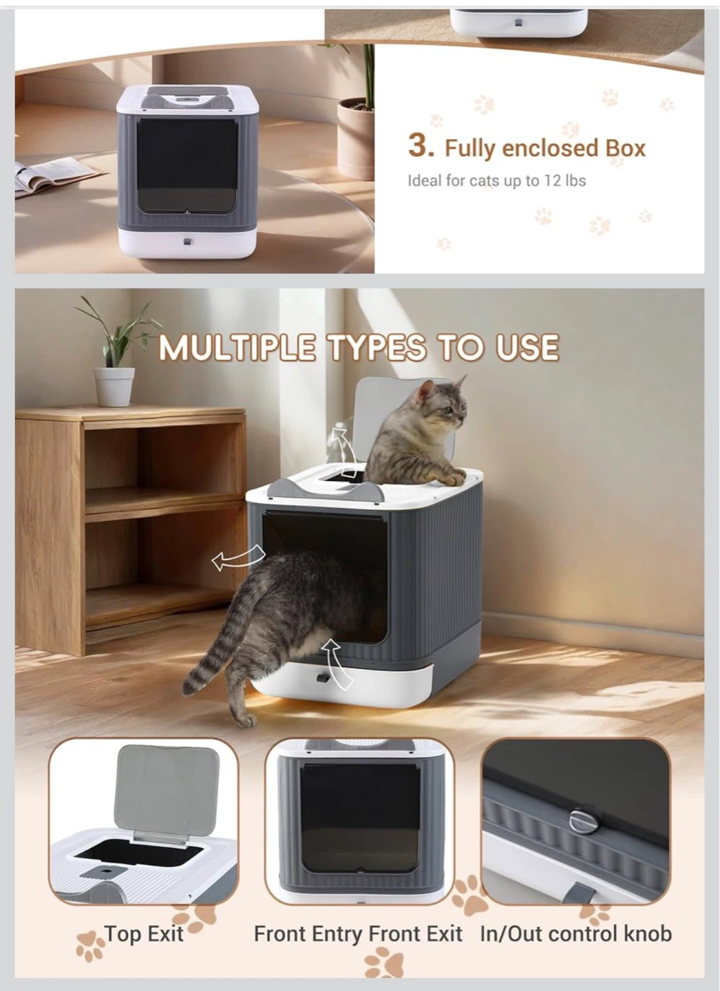 Cat Litter Box with Lid – Enclosed, Easy Clean