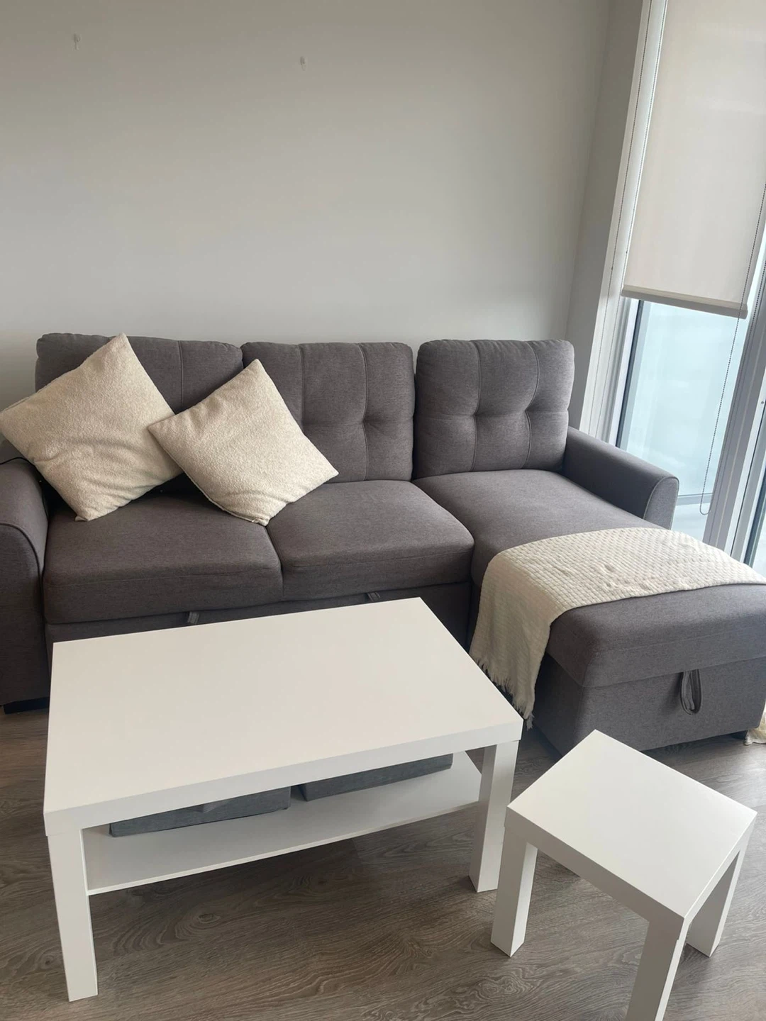 Gray Sectional Sofa with Storage Ottoman