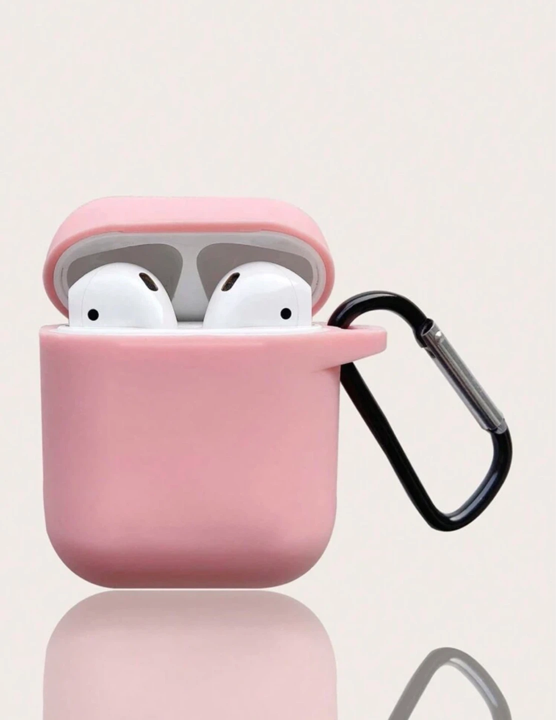 Pink Silicone AirPod Case with Carabiner