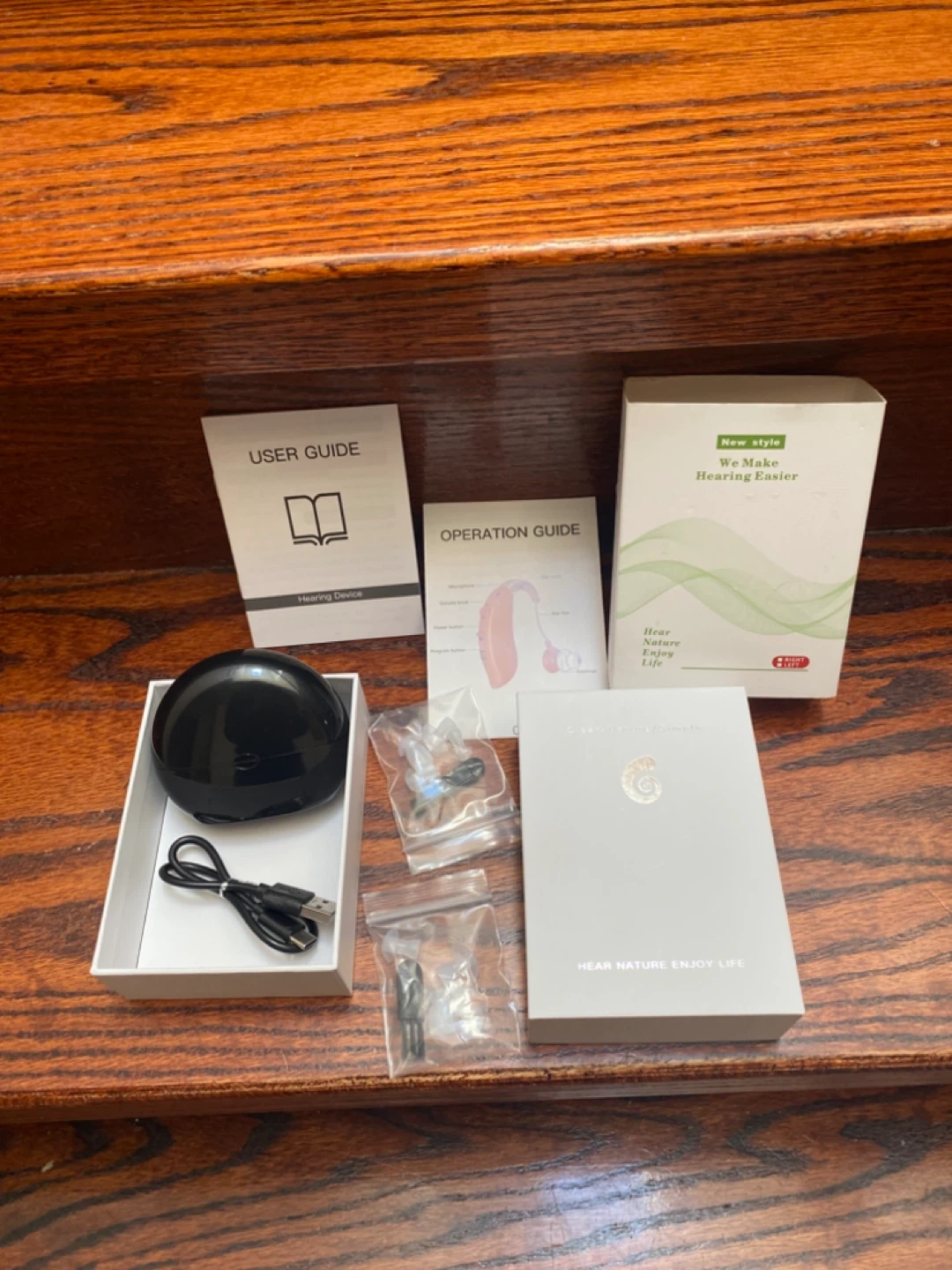 Rechargeable Hearing Aids with Charging Case and Accessories