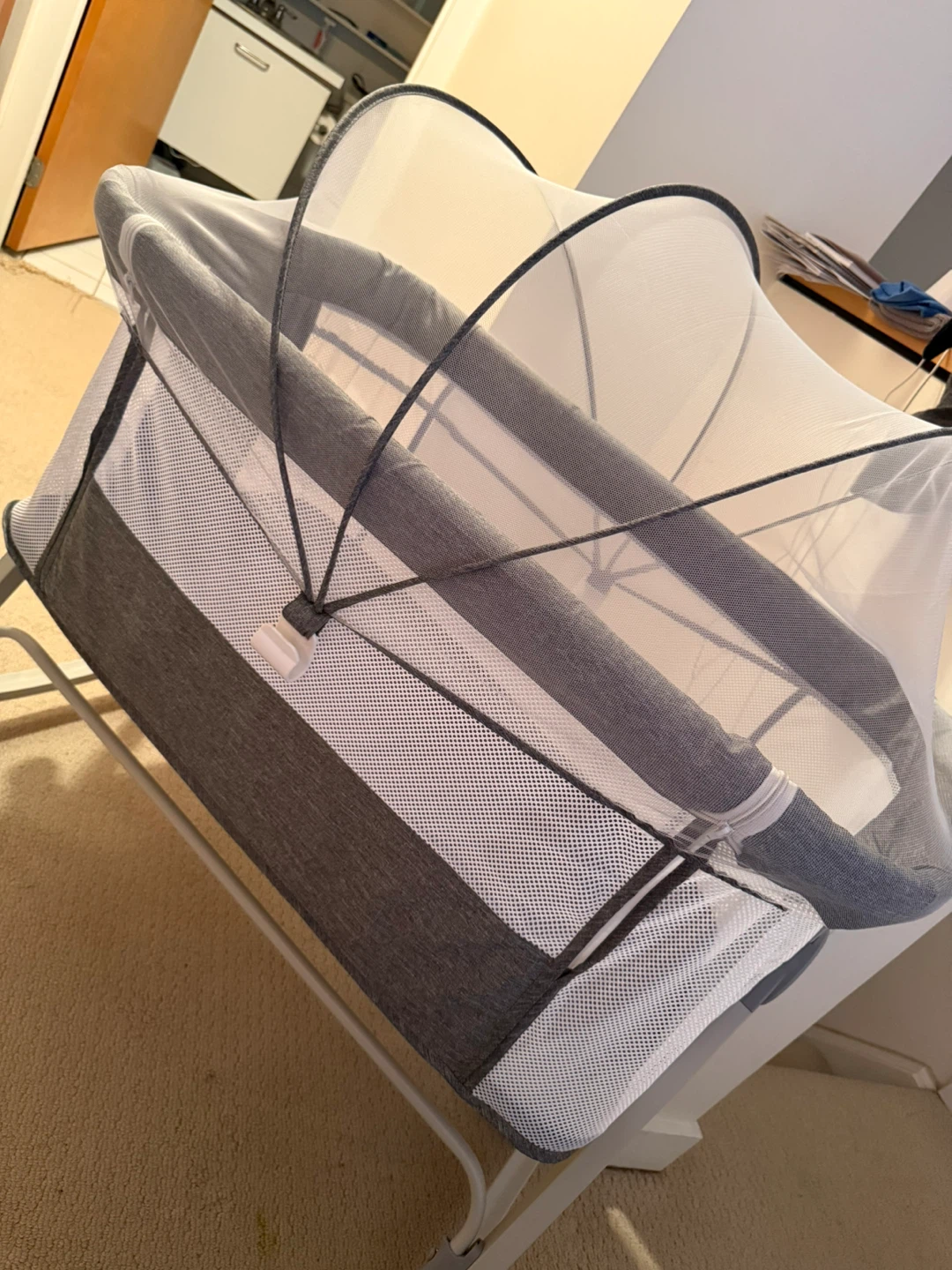 Grey Bassinet with Mosquito Net
